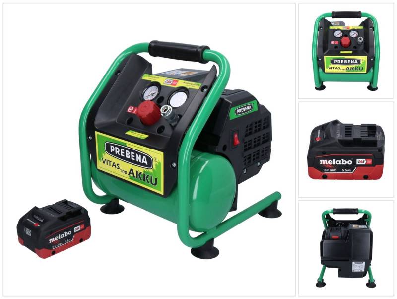 Prebena Akku-Handkompressor VITAS 100-AKKU Kompressor 18 V 5 l 8 bar CAS Brushless + 1x Akku 5,5 von Prebena