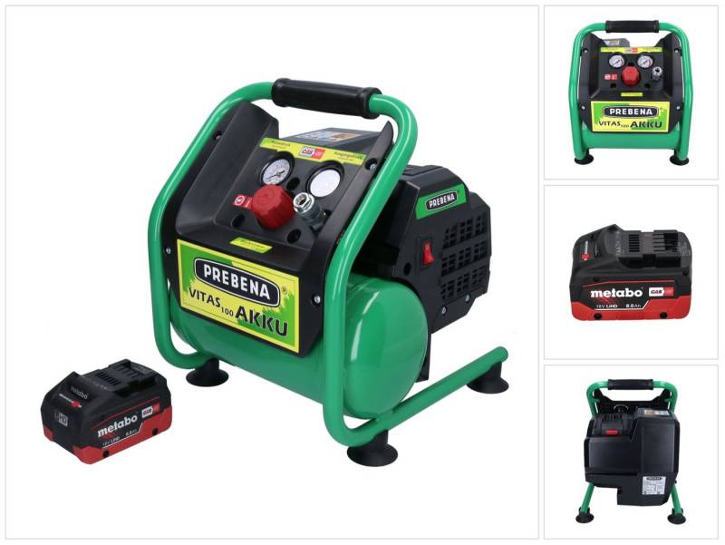Prebena Akku-Handkompressor VITAS 100-AKKU Kompressor 18 V 5 l 8 bar CAS Brushless + 1x Akku 8,0 von Prebena