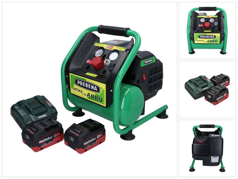 Prebena Akku-Handkompressor VITAS 100-AKKU Kompressor 18 V 5 l 8 bar CAS Brushless + 2x Akku 5,5 von Prebena