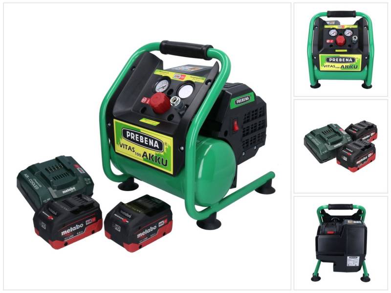 Prebena Akku-Handkompressor VITAS 100-AKKU Kompressor 18 V 5 l 8 bar CAS Brushless + 2x Akku 8,0 von Prebena