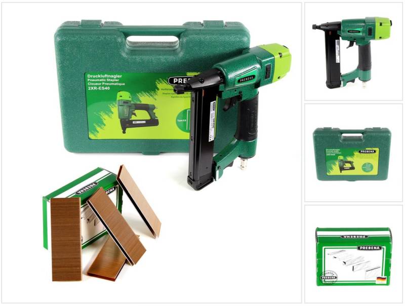 Prebena Druckluft-Nagler 2XR-ES40 Klammergerät Druckluft Nagler im Transportkoffer Typ ES + 26 von Prebena