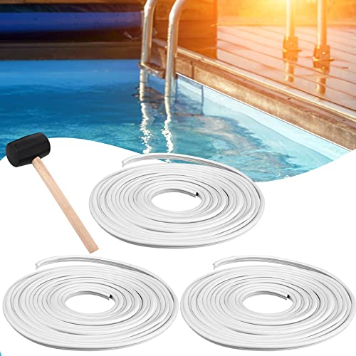 3 Stück 18,3 m Schwimmbad-Liner Lock Roll Pool Bead Lock Weiß Pool Liner Perlen Keilschloss Flexible Perlen Poolfolie Liner Clips Bead Lock für oberirdische Inground Pool von Preboun