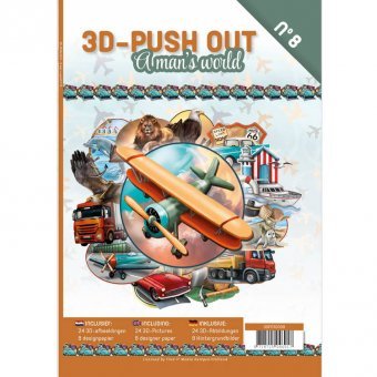 Find It 3D Stanzbogen Buch A4 A Man's World Nr.8-24 3D Motiv & 8 Hintergrundpapiere von Precious Marieke