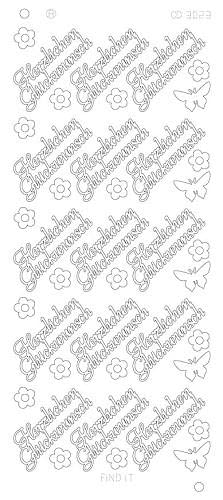 Find It Spiegel-Stickerbogen Herzlichen Glückwunsch Platinum 100 x 230mm Silber. Silber von Precious Marieke