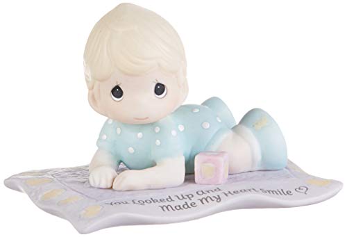 Precious Moments 193003 You Looked Up and Made My Heart Smile Baby On Blanket Bisque Porzellan Figur, Einheitsgröße, Mehrfarbig von Precious Moments