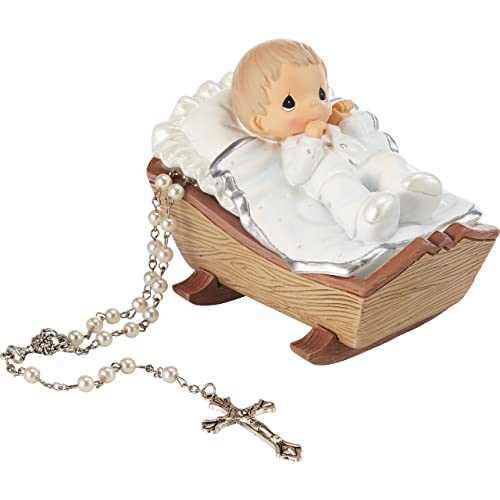 Precious Moments Baby in Cradle Baptism Rosary Box with White Rosary - Boy von Precious Moments