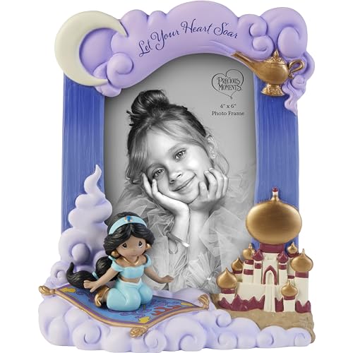 Precious Moments Disney Princess Jasmin Bilderrahmen, "Let Your Heart Soar", Disney-Jasmin, Kunstharz/Glas, 10 x 15 cm, handbemalt von Precious Moments