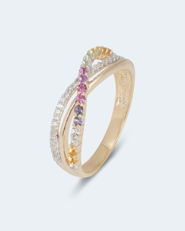 Multi-Edelstein-Ring mit Diamant von Precious Tales