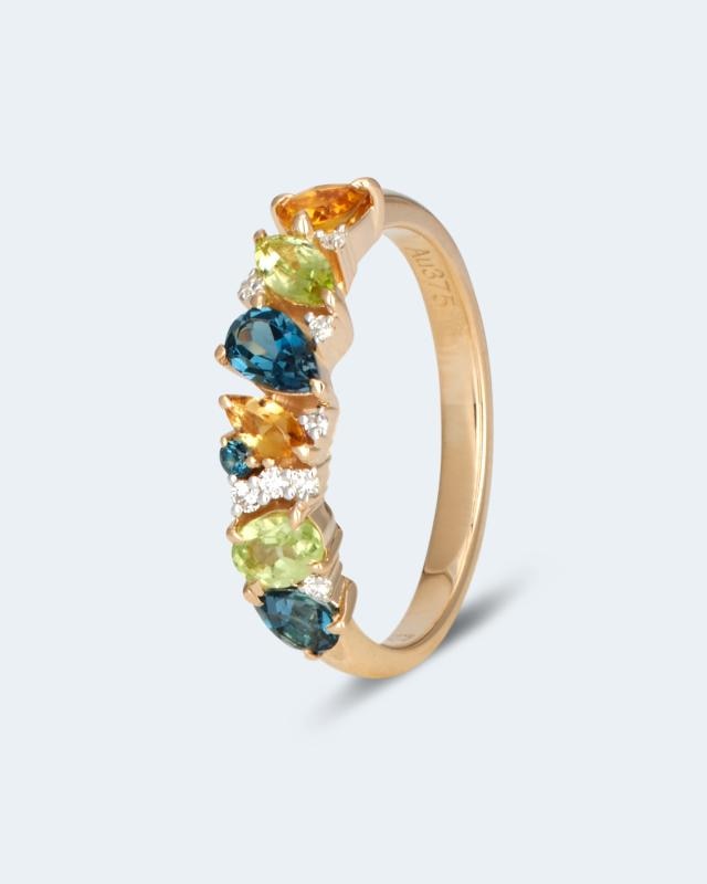 Ring mit Edelsteinmix, Diamanten & Brillanten von Precious Tales