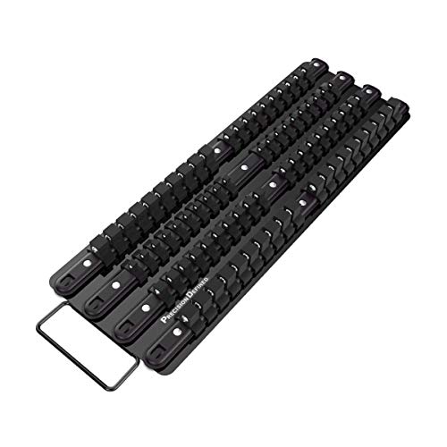 Precision Defined Tragbarer Steckaufsatzkasten, 80 Steckschlüssel, 20 x 6,3 mm-Clips, 30 x 9,56 mm-Clips, 30 x 12mm-Clips (Schwarz) von Precision Defined