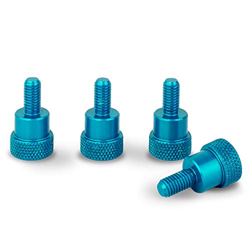 PrecisionGeek Aluminium Ansatzschraube Rändelschrauben M5 x 10mm Blau L-20mm (4 Stück) von PrecisionGeek