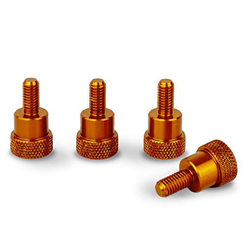 PrecisionGeek Rändelschrauben M6 x 10 mm, Länge 22 mm – 4er Set, Aluminium, Orange eloxiert, Ansatzschrauben mit Rändelkopf für Mechanik, Modellbau, DIY, PC-Gehäuse von PrecisionGeek