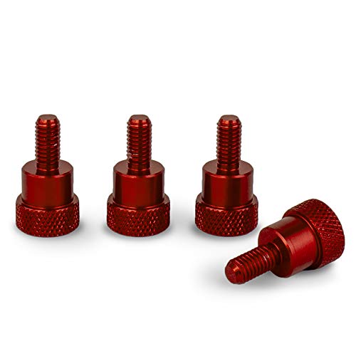 PrecisionGeek Aluminium Ansatzschraube Rändelschrauben M6 x 10mm Rot L-22mm (4 Stück) von PrecisionGeek