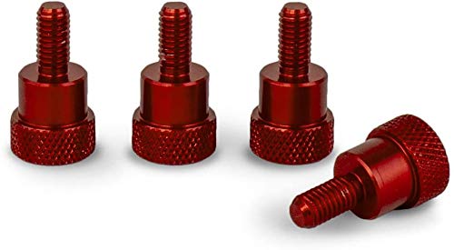PrecisionGeek Ansatzschraube Rändelschrauben M4 x 10mm L-20mm (4 Stück) (Rot) von PrecisionGeek