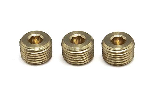 PrecisionGeek Blindstopfen 1/8" NPT Messing-Außengewindebuchse, Gewindestopfen - Set mit 3 Stück von PrecisionGeek