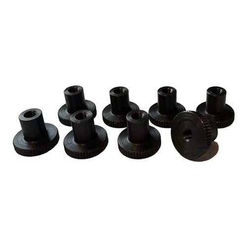PrecisionGeek - Rändelmuttern/Rändelrad - Sicherungsmutter-Adapter, flach - oxidierter Stahl M4 x 13 mm, 16 mm Durchmesser DIN 466 Schulter (Set mit 8 Stück) von PrecisionGeek