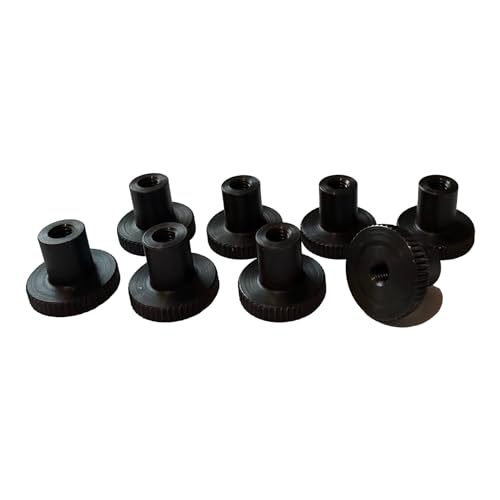 PrecisionGeek - Rändelmuttern/Rändelrad - Sicherungsmutter-Adapter, flach - oxidierter Stahl M4 x 13 mm, 16 mm Durchmesser DIN 466 Schulter (Set mit 4 Stück) von PrecisionGeek