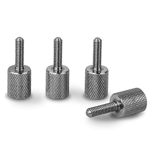 PrecisionGeek – Rändelschrauben M3 x 12 mm, mit Zylinder 12 mm lang, 10 mm Durchmesser, gerändelt, mit Sechskantschlüssel, Edelstahl – Set mit 4 Stück von PrecisionGeek