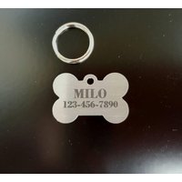 Tiermarke Hundemarke Edelstahl Laser Graviert Kleiner Knochen von Precisioncraftlaser