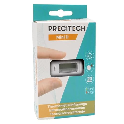 Precitech Stirnthermometer für Erwachsene und Kinder, Infrarot-Thermometer, kleines Format, leicht zu transportieren, sofortige Wiedergabe, helles LCD-Display, 2 Jahre Garantie, 20 Messungen von Plic