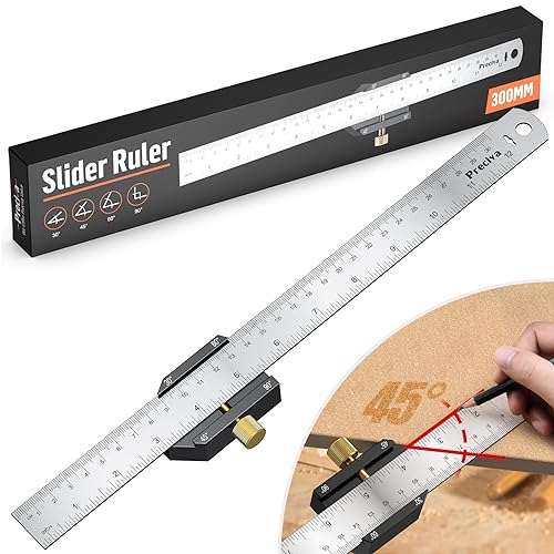 Streichmaß,30°/45°/60° Anschlaglineal Anreisswerkzeug mit extra starkem INOX-Lineal – 300mm streichmaß metalll mit Buchenholzstopper für Holzbearbeitung, Heimwerken, Handwerk von Preciva