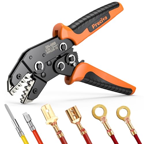 Crimpzange, Dupont Crimpzange + Flachsteckhülsen2 in 1 Crimpwerkzeug Dupontstecker für 0,08-1 mm², Flachstecker für 0,5-1,5 mm² Crimpzange Set Dupont und Flachhüsen einteilige Crimpzange von Preciva