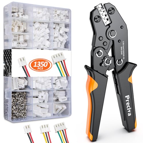 Crimpzange Orange Stecker Set, Preciva enthält 19 Stile AWG28-18 (0,08-1 mm²), 550 JST-XH-Kontakte und 800 JST-XH-Stifte für DuPont, JST (XH/XA/EH/RE), Pin-Stecker-Kits für IC-Stecker, Crimp Tools von Preciva