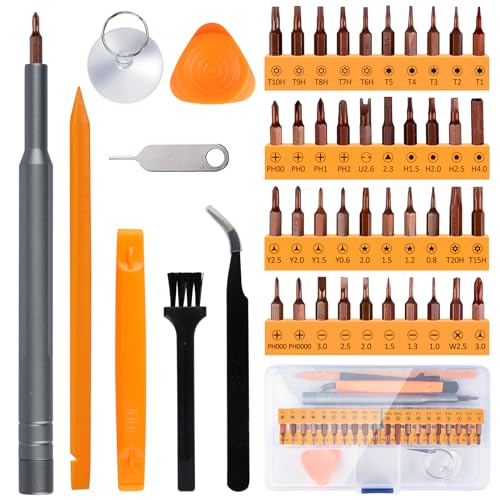 Preciva 48Pcs Feinmechaniker Schraubendreher Set, Mini Werkzeug Set mit Torx T1-T5,T6H-T10H, T15H T20H, usw, Reparatur Kit für iphone, ipad, Switch, PS4, Xbox, Laptop, Macbook, Brille, Uhren, usw von Preciva