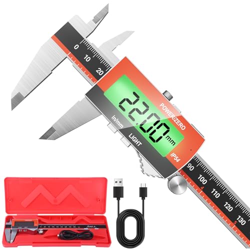 Preciva Digitaler Messschieber (wiederaufladbar), 150 mm Digitaler Messschieber, rostfreier Stahl, elektronischer Messschieber, LCD-Display, für Industrie-, Elektro-, Bastler- und Automobilanwendungen von Preciva