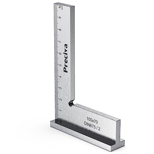 Schlosserwinkel, Preciva 90° Anschlagwinkel 100 x 70mm Zimmermannswinkel mit Messskala(cm) für Präzise Arbeiten im Metallbau und Werkstatt von Preciva