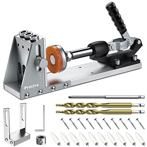 Schrägloch Positionierer, Preciva 15 Grad Taschenlochvorrichtung Loch Winkelbohrführung Bohrhilfe Bohrschablone mit Zwei 9.5mm Bohrer für Holzbearbeitung, Heimwerken, Handwerk von Preciva