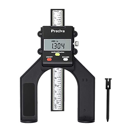 Preciva Digitaler Tiefenmesser, digitaler Höhenmesser, 80 mm/3,14 Zoll, LCD-Display, 0,10 mm/0,004 Zoll Genauigkeit, Tiefenhöhenmessung für Holzbearbeitung, Fräser, Tischkreissäge, Oberfräse von Preciva