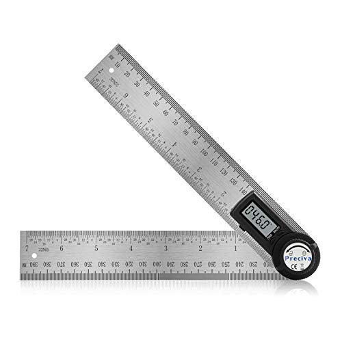 Preciva Winkelmesser, Preciva Digital Winkelschmiege mit Feststellfunktion, Messbereich: 000.0°~999.9°, Lineal aus Edelstahl für Holzarbeiten, Heimarbeit - 400 mm/ 14 Zoll von Preciva