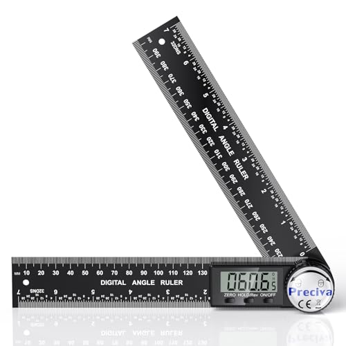 Winkelmesser, Preciva Digitaler-Winkelmesser mit Bildschirm HOLD - und 180° drehbar Funktion, 400mm Winkelschmiege Lineal Winkellehre aus Kunststoff für Holzarbeiten, Heimarbeit (Schwarz) von Preciva