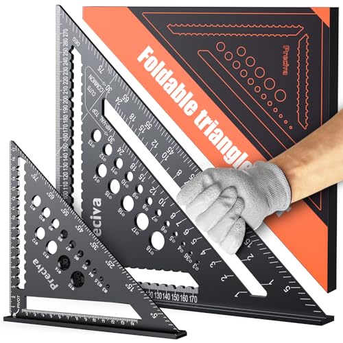 Zimmermannswinkel Set, Multifunktional Anschlagwinkel Metall Aluminium Lineal Winkelführung 18cm+30cm Schreinerwinkel Tischlerwinkel Winkelmesser Winkel 45 und 90 Grad Winkel, Streichmaß von Preciva