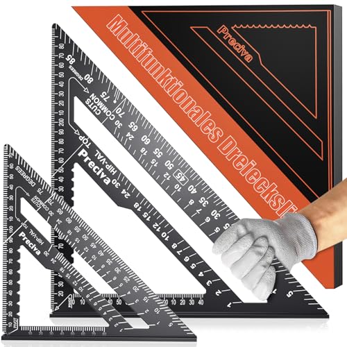 Zimmermannswinkel Set, Multifunktional Anschlagwinkel Metall Aluminium Lineal Winkelführung 18cm+30cm Schreinerwinkel Tischlerwinkel Winkelmesser Winkel 45 und 90 Grad Winkel, Streichmaß von Preciva