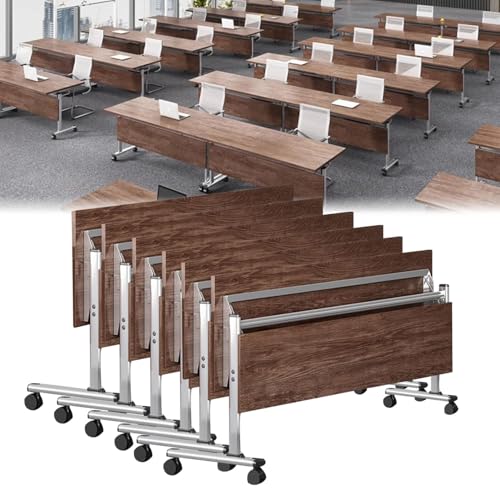 Konferenztisch, faltbar, für Mobile Schulungsräume, Klapptisch mit Rädern, Stabiler Stahlrahmen, großes Rechteck von Preferspace