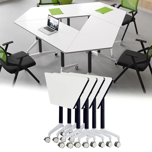 Preferspace 4er-Pack modularer trapezförmiger Konferenztisch, Klappdesign mit 360-Grad-Mobilität, Büro-Konferenzraumtische, Schulungs- und Besprechungstische, umklappbares mobiles Klassenzimmer Preferspace 4er-Pack modularer trapezförmiger Konferenztisch, Klappdesign mit 360-Grad-Mobilität, Büro-Konferenzraumtische, Schulungs- und Besprechungstische, umklappbares mobiles Klassenzimmer von Preferspace
