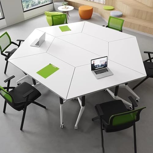 Preferspace 8er-Pack Trapez-Schulungstische, klappbares Konferenzraum-Design, umklappbare Mobile Büro-Konferenztische, modulare Besprechungstische mit geräuschlosen Rollen Preferspace 8er-Pack Trapez-Schulungstische, klappbares Konferenzraum-Design, umklappbare Mobile Büro-Konferenztische, modulare Besprechungstische mit geräuschlosen Rollen von Preferspace