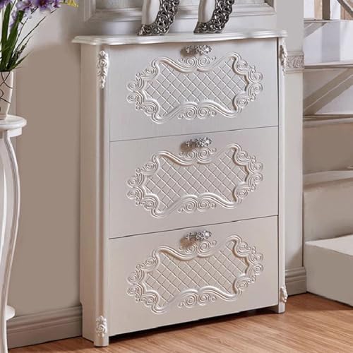 Preferspace Freistehender Schuhschrank, Aufbewahrungs-Organizer mit 3 Klappschubladen, schmales Schuhregal für den Eingangsbereich, verstellbare Fächer, langlebiges Material, Wohnzimmer von Preferspace