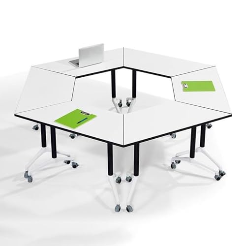 Preferspace Mobiler Schulungstisch, Klapptisch, Faltbarer Konferenztisch, Stabiler Stahlrahmen, leise Räder, rollende Besprechungstische von Preferspace