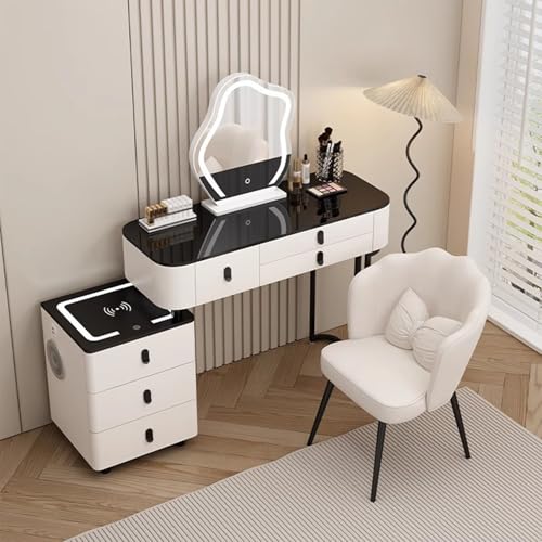 Preferspace Schminktisch mit Spiegel und Beleuchtung, Schminktisch mit Einstellbarer LED-Beleuchtung, DREI Modi, Ladestation, Frisiertisch-Set inklusive Samthocker Preferspace Schminktisch mit Spiegel und Beleuchtung, Schminktisch mit Einstellbarer LED-Beleuchtung, DREI Modi, Ladestation, Frisiertisch-Set inklusive Samthocker von Preferspace