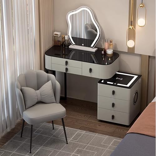 Preferspace Schminktisch mit Stuhl, Schreibtisch- und Spiegelbeleuchtung, 3-stufige Helligkeitseinstellung, Schminktisch, Stabiler Metallrahmen, Samtsitz, Bluetooth-Lautsprecher inklusive Preferspace Schminktisch mit Stuhl, Schreibtisch- und Spiegelbeleuchtung, 3-stufige Helligkeitseinstellung, Schminktisch, Stabiler Metallrahmen, Samtsitz, Bluetooth-Lautsprecher inklusive von Preferspace