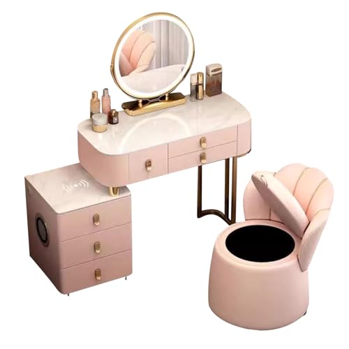 Preferspace Schminktisch mit Touchscreen, LED-Spiegel, 3 Lichtmodi, Schminktisch mit Schubladen, kabellose Ladestation, Aufbewahrungshocker fürs Schlafzimmer Preferspace Schminktisch mit Touchscreen, LED-Spiegel, 3 Lichtmodi, Schminktisch mit Schubladen, kabellose Ladestation, Aufbewahrungshocker fürs Schlafzimmer von Preferspace