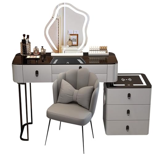 Preferspace Tisch-Schminktisch mit Beleuchtung und Spiegel, einstellbare Helligkeit, Schminktisch mit Stuhl, Schreibtisch, Bluetooth-Lautsprecher, Flexibler Stauraum, Schlafzimmer Preferspace Tisch-Schminktisch mit Beleuchtung und Spiegel, einstellbare Helligkeit, Schminktisch mit Stuhl, Schreibtisch, Bluetooth-Lautsprecher, Flexibler Stauraum, Schlafzimmer von Preferspace
