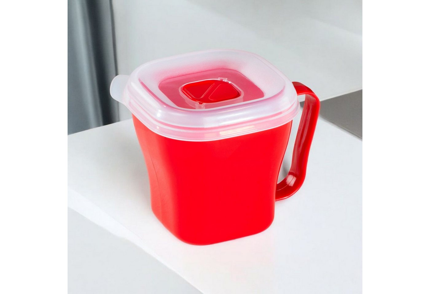 Preis-Shop24 Mikrowellenteller Mikrowellen-Tasse mit Deckel Rot von Preis-Shop24