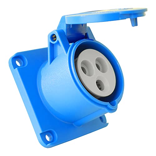 CEE Einbausteckdose gerade 230V 32A 3P 75x75 mm Anbausteckdose von Preis-Zone