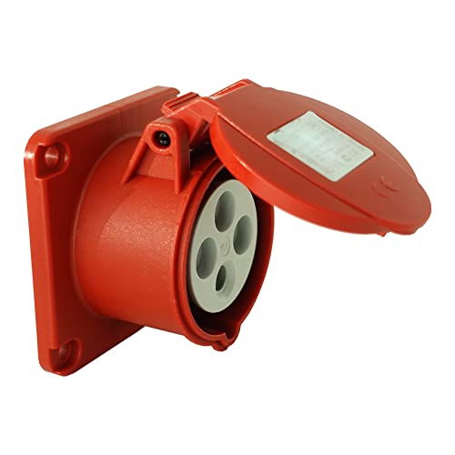 CEE Einbausteckdose gerade 400V 32A 4P 70x70 mm Anbausteckdose von Preis-Zone