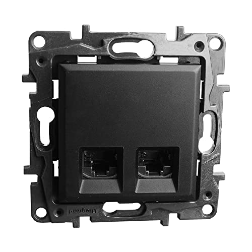 Computersteckdose 2xRJ45 CAT5e FTP schwarz Niloe Step Unterputz Steckdose von Preis-Zone