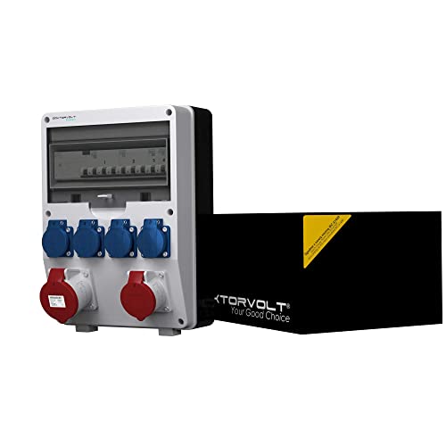 Doktorvolt Stromverteiler Baustromverteiler TD-S/FI Mennekes Steckdosen Schuko 4x230V 32A 16A 400V Siemens Komplett Fi Schalter Stromverteiler Außenbereich mit CEE Steckdosen Kombination von Preis-Zone